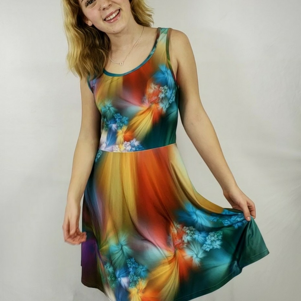 Adorable Skater Dress with Color Bursts